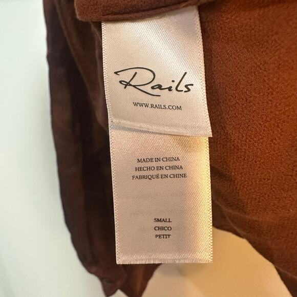 Rails Wynna Top Cedar Brown/Orange Silky Blouse SZ SMALL MSRP $234 EUC - Picture 9 of 16